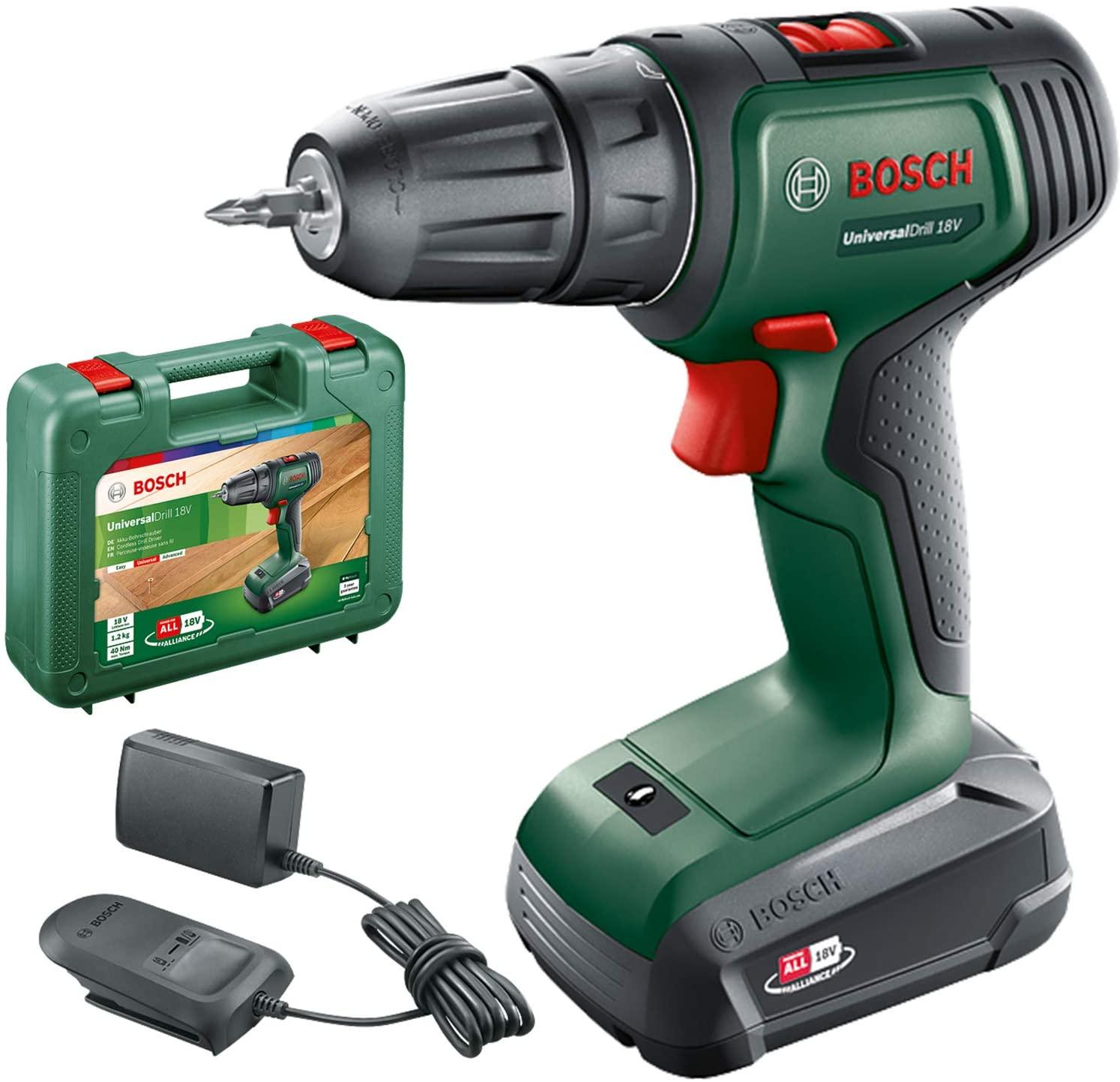 Bosch Universal Drill 18V (1x1,5 akumuliatorius) Akumuliatorinis dviejų greičių gręžtuvas - suktuvas