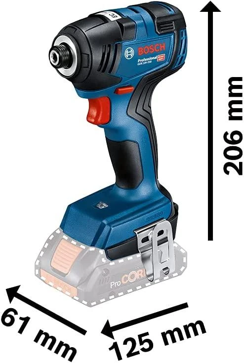 Smūginis veržliasūkis Bosch GDR 18V-200; 18 V (be akumuliatoriaus ir pakrovėjo) + Lagaminas