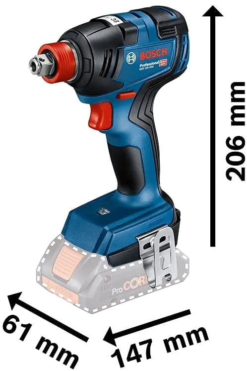 Smūginis veržliasūkis Bosch GDX 18V-200; 18 V (be akumuliatoriaus ir pakrovėjo)