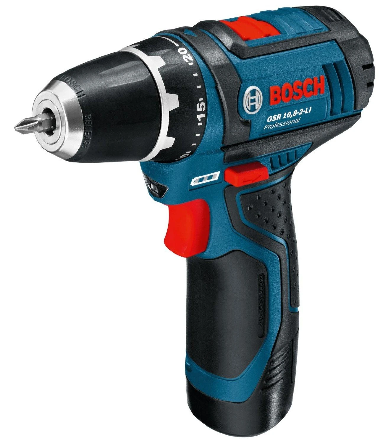 Akumuliatorinis suktuvas-gręžtuvas, Bosch GSR 12V-15, 2x2,0 Ah Li-Ion + L-Boxx