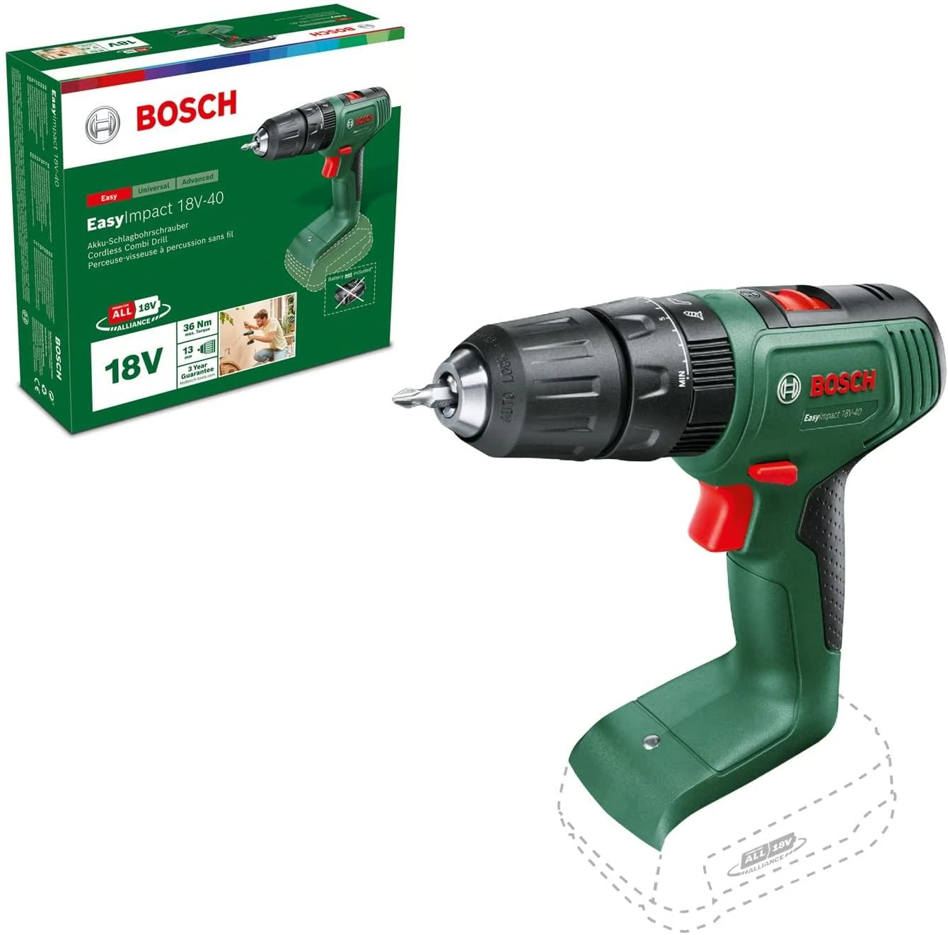 Bosch EasyImpact 18V-40solo Akum.smūginis gręžtuvas