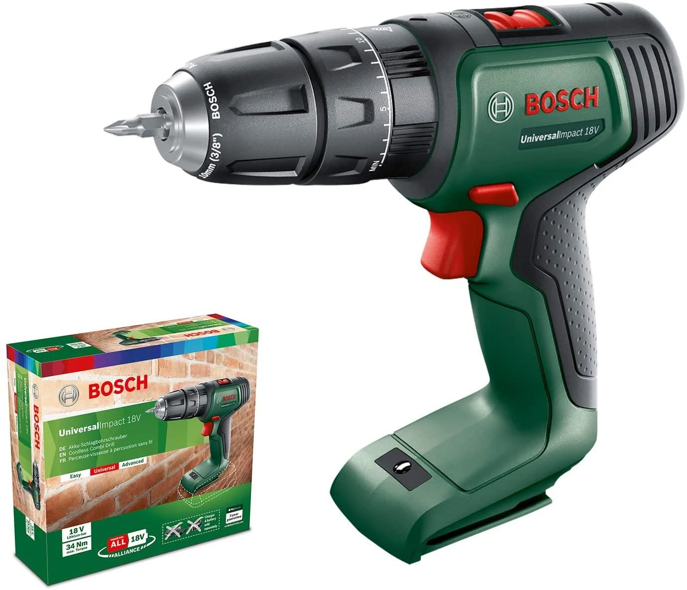 Bosch UniversalImpact18 be akumuliatoriaus ir kroviklio Akum.smūginis gręžtuvas