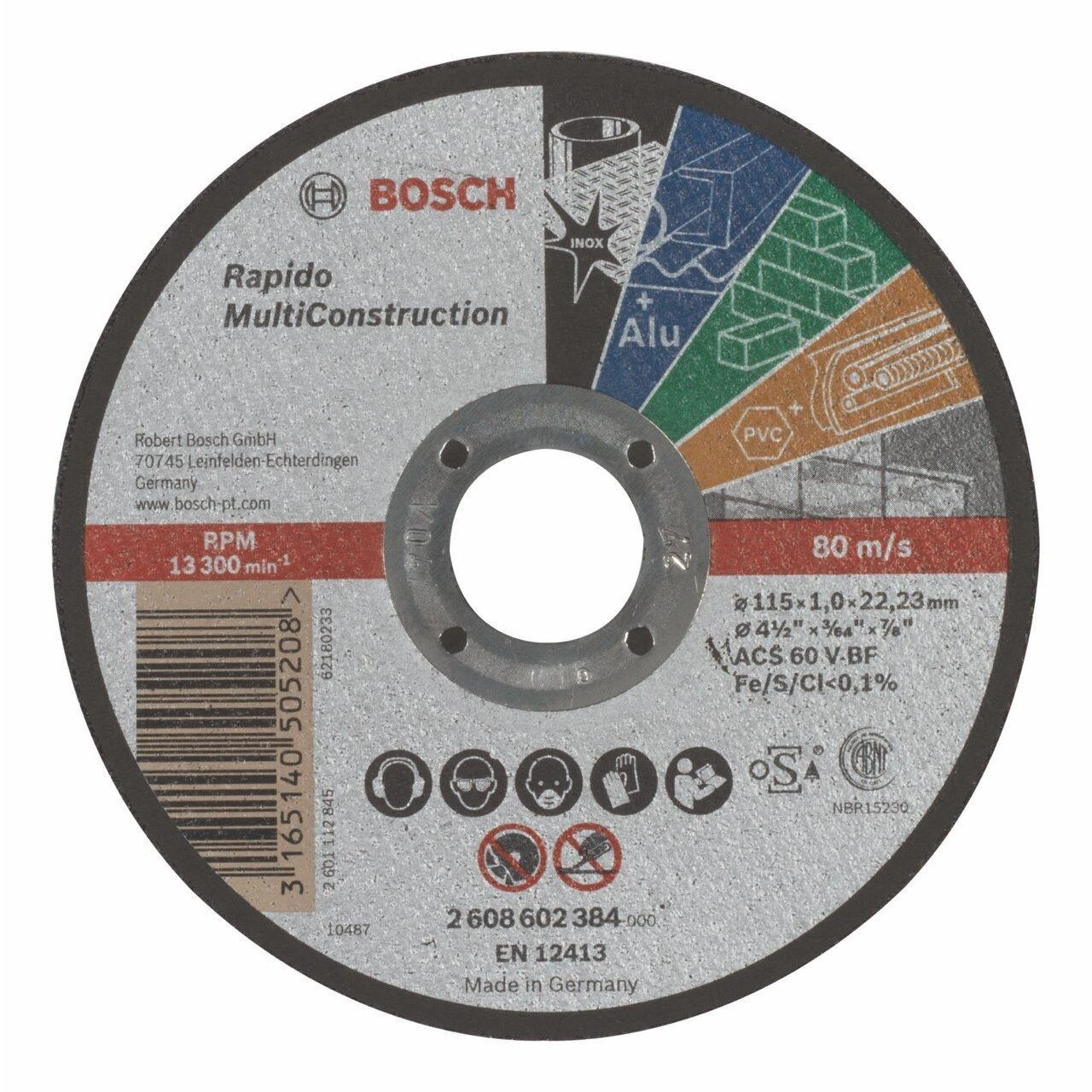 Bosch Pjovimo diskas Rapido Multi Constr 115, 1,0 mm