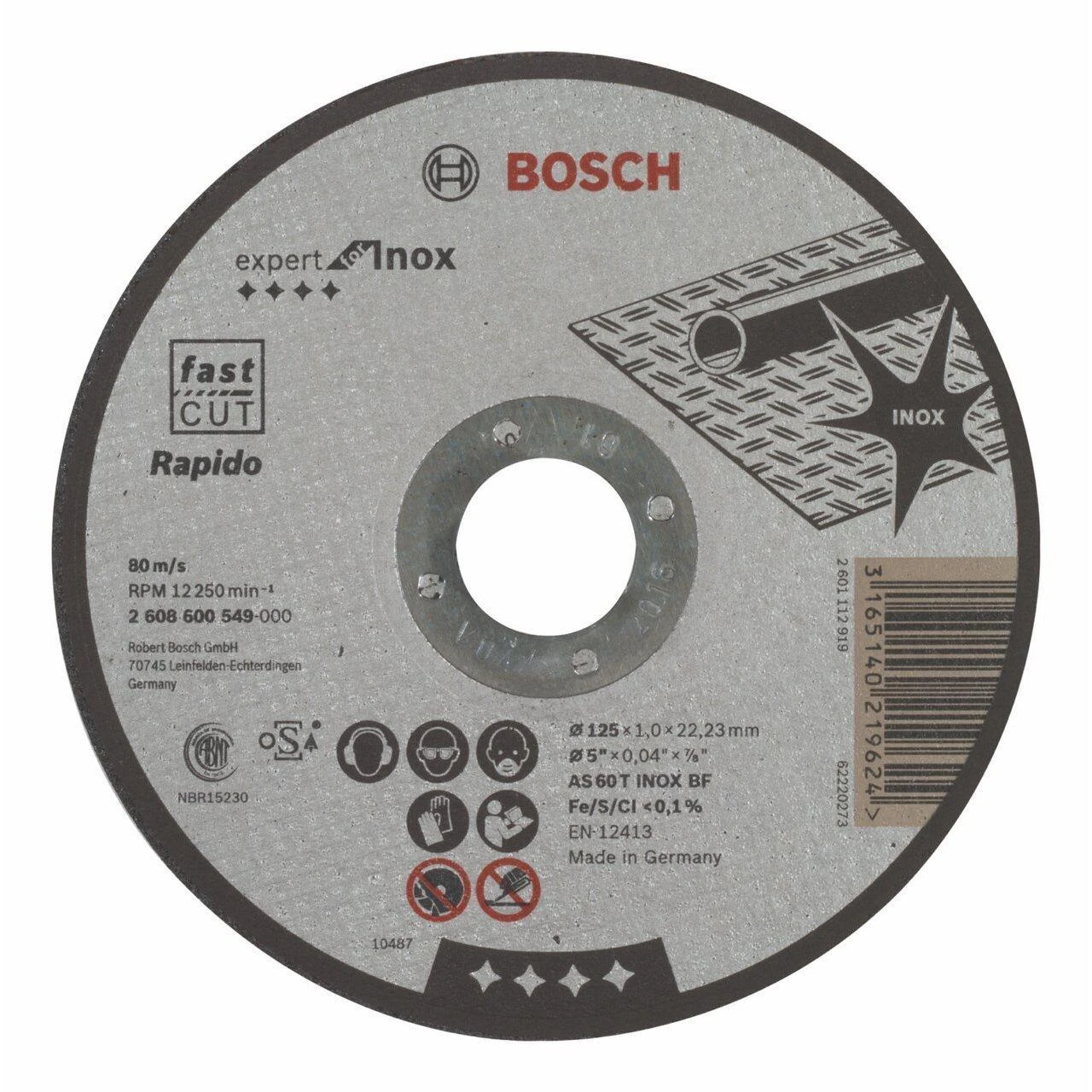 Bosch Pjov.diskas INOX 125x22,2x1 mm