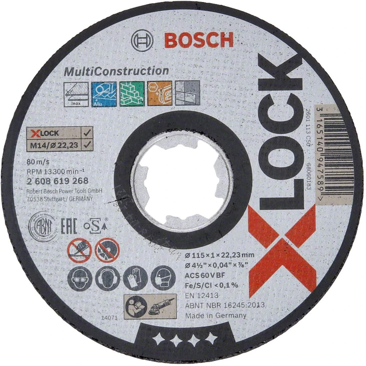 Bosch X-Lock aliuminio oksido diskas 115mm