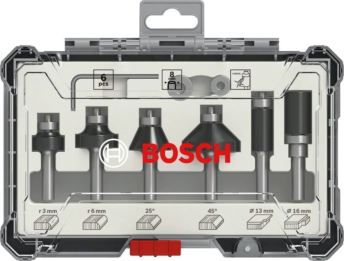 Bosch 6 daliu frezų kompl. 8 mm kotu, "Trim&Edging"