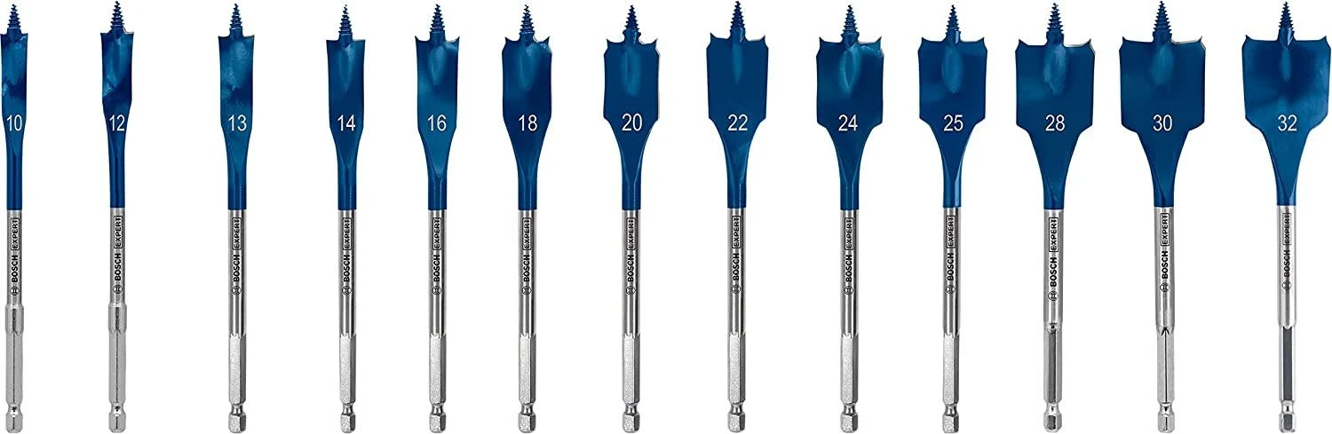Bosch „EXPERT Self Cut Speed“ plunksninių grąžtų rinkinys 10 / 12 / 13 / 14 / 16 / 18 / 20 / 22 / 24 / 25 / 28 / 30 / 32 mm 13 vnt. (2608900336)