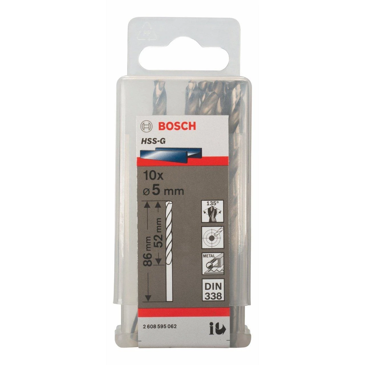 Grąžtas Bosch HSS-G grąžtai metalui 5.0mm, 10 vnt.