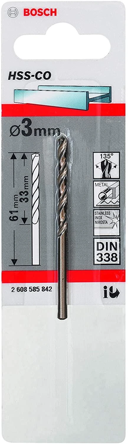Bosch HSS-Co grąžtas metalui 3,0mm, 1 vnt.