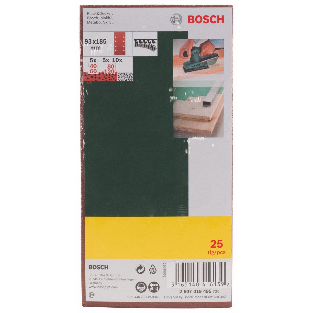 Bosch Šlifavimo popierius 93x185 mm, 25 vnt.