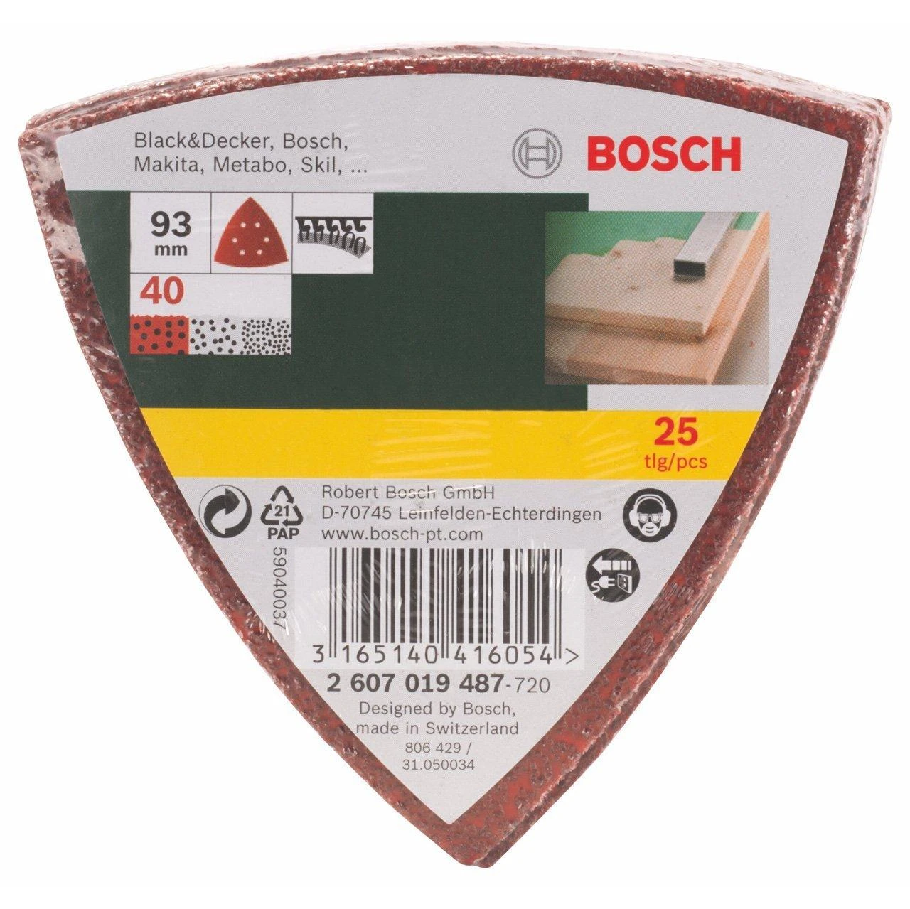 Bosch Delta šlif.popierius K40 25 vnt.