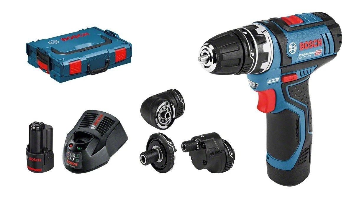 Bosch Akumuliatorinis gręžtuvas-suktuvas GSR 12V-15 FC Set, 2x2.0Ah, 4xGFA