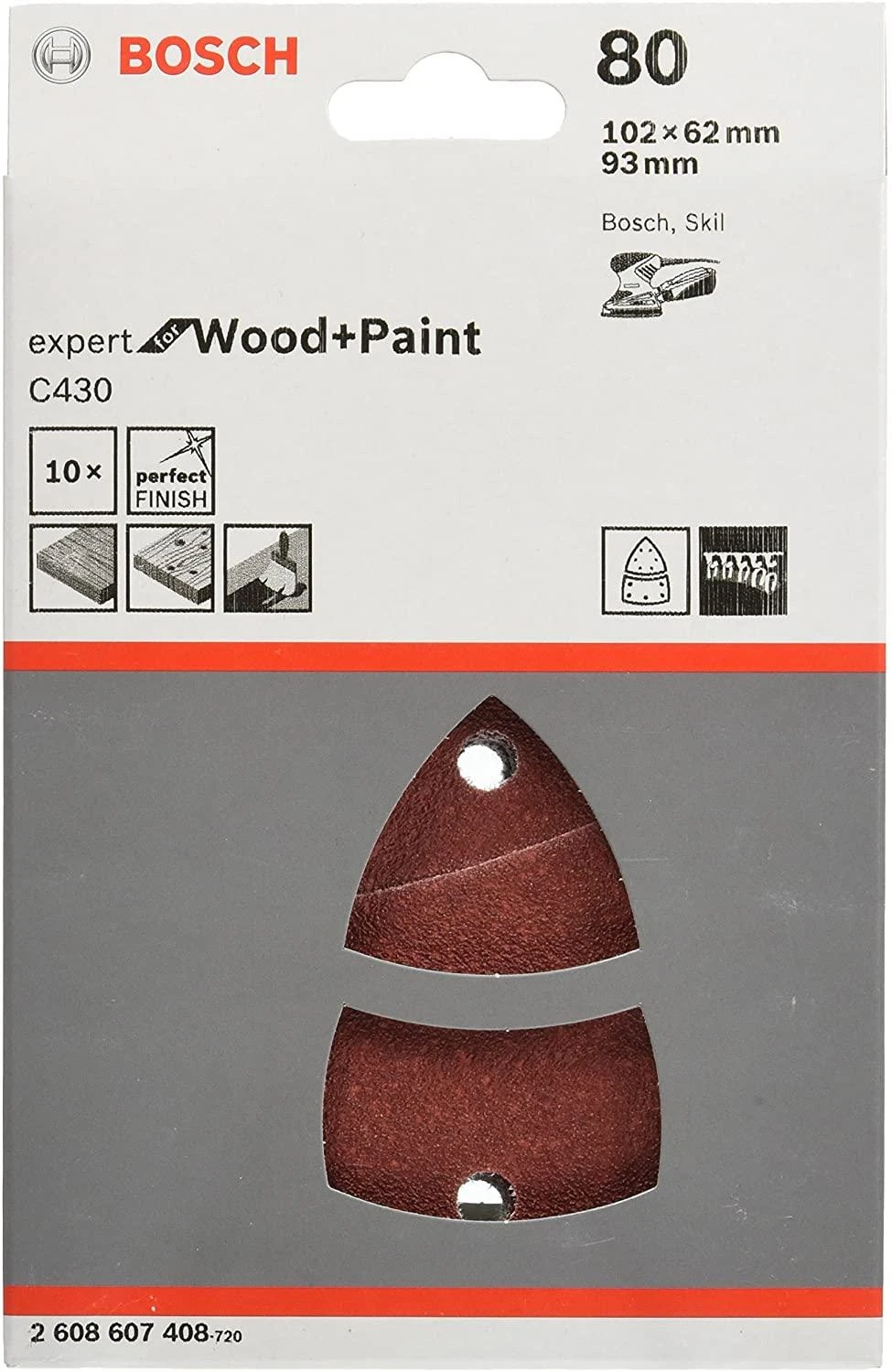 Bosch Šlif.popierius P 80 PSM 1 10 vnt. medžiui