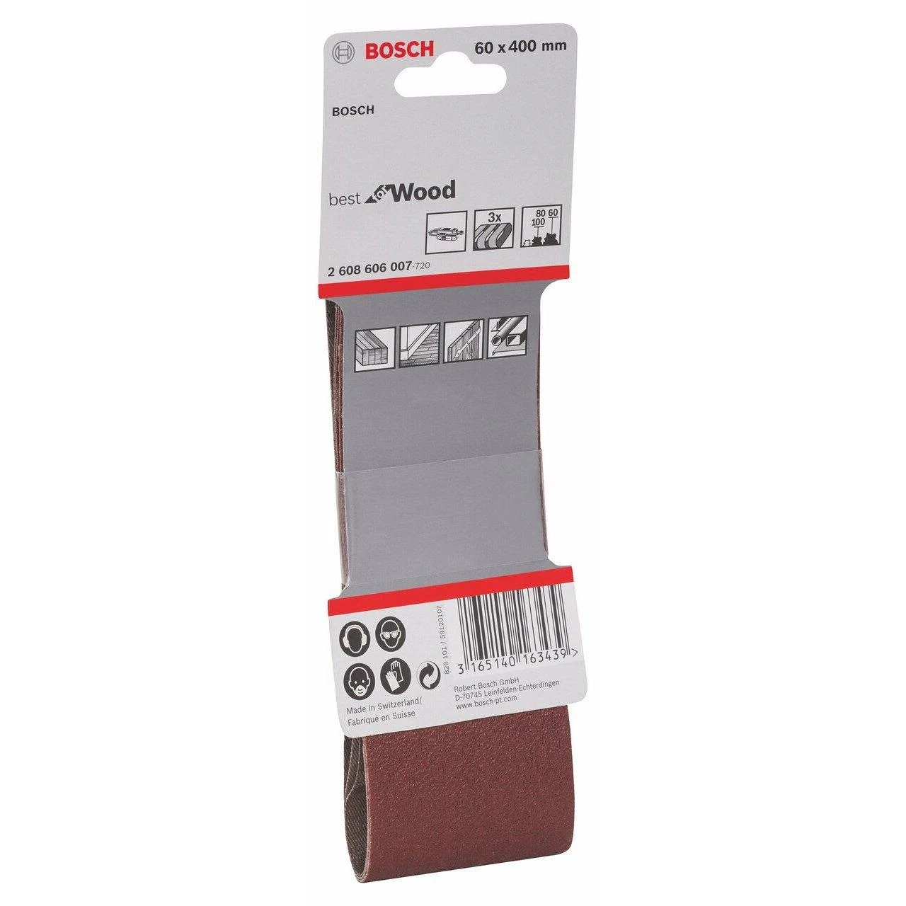 Bosch Šlif.juosta medžiui 60x400,K60/80/100,3 vnt.