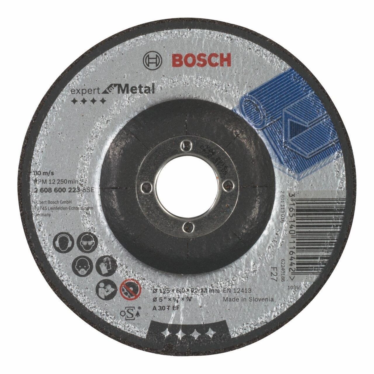 Bosch Šlif.diskas, lenktas 125x22x6 mm, metalui