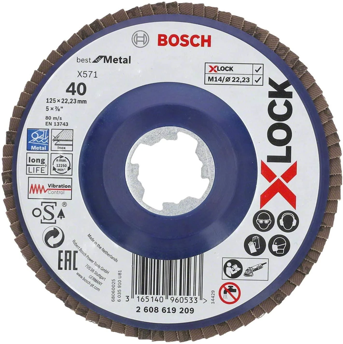 Bosch XLOCK žiedlapiniai diskai D 125 mm; K 120, tiesus