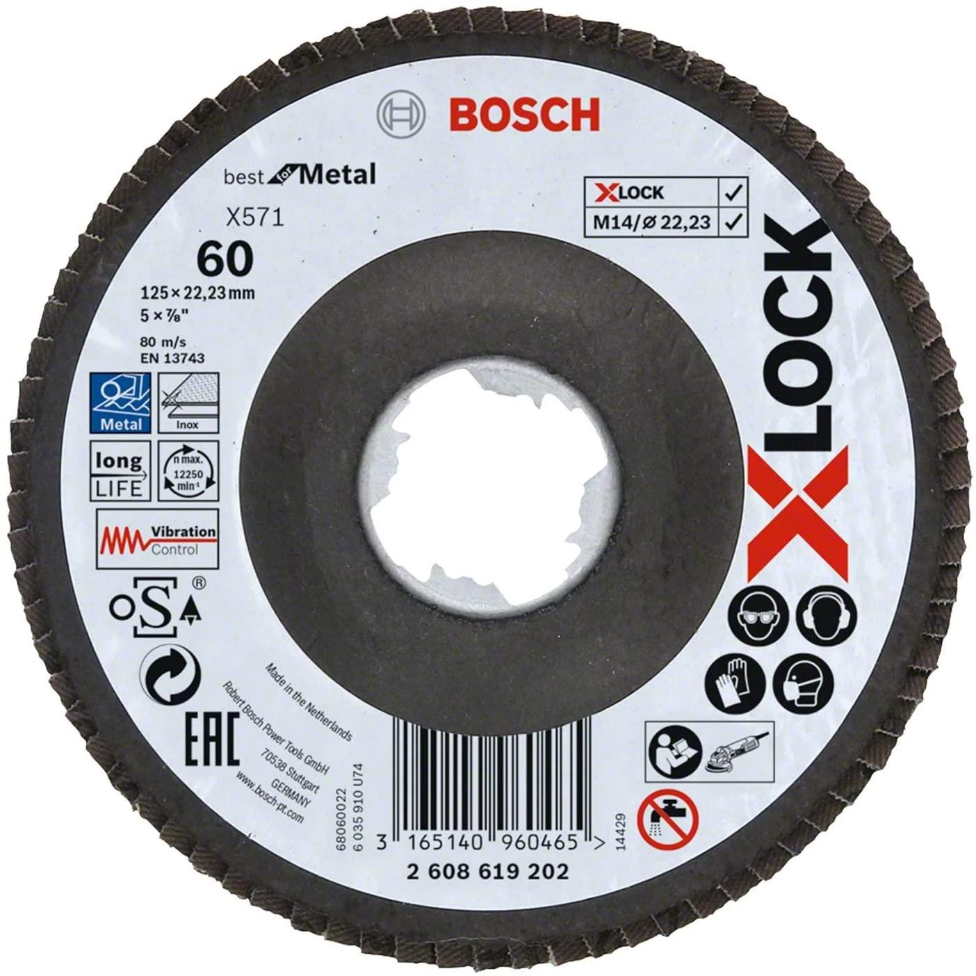 Bosch XLOCK žiedlapiniai diskai D 125 mm; K 120, lenktas