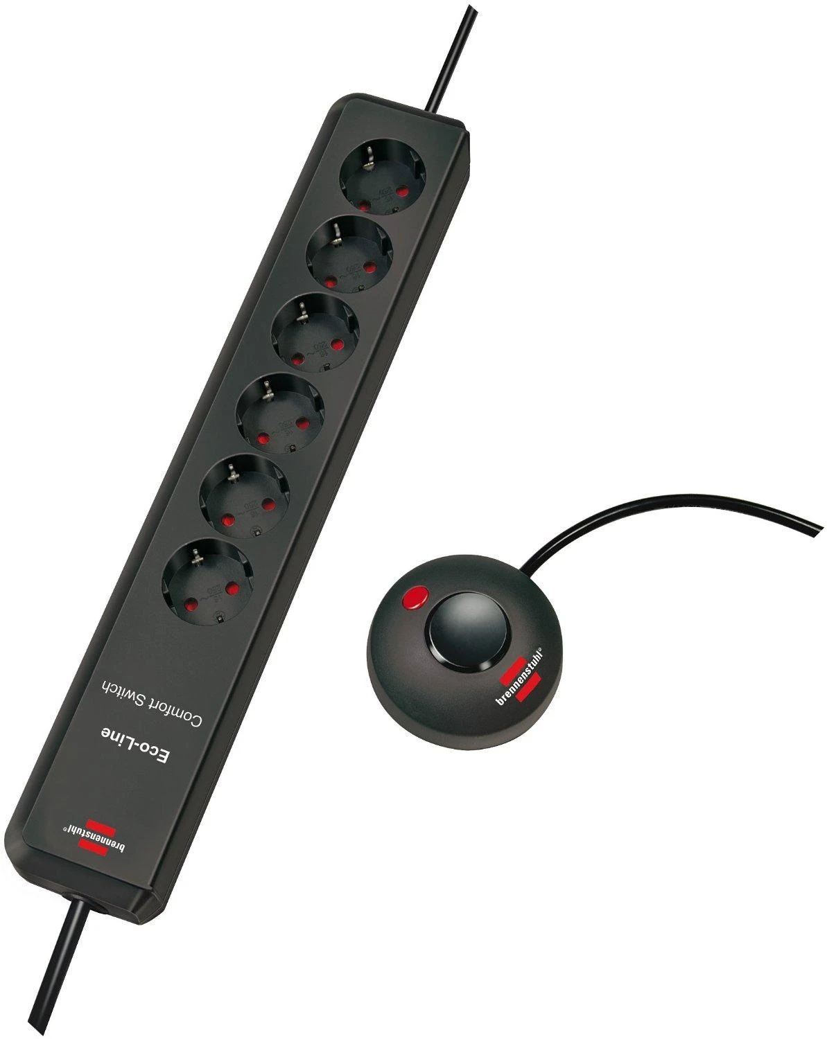 Brennenstuhl Eco-Line prailgintuvas 6xCEE 7/4, 1xCEE 7/7, 2m, apsauga nuo augintinių, juodas 1159450616 / GT-504