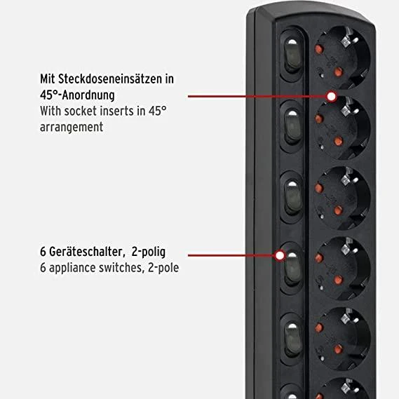 Buitinis ilgintuvas BRENNENSTUHL 6 vietų, 2 m.