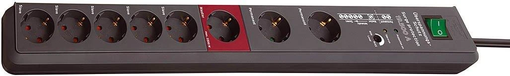 Brennenstuhl Secure-Tec 19.500A, 8xCEE 7/4, 1xCEE 7/7, 3m, juodas 1159490936 / GT-636