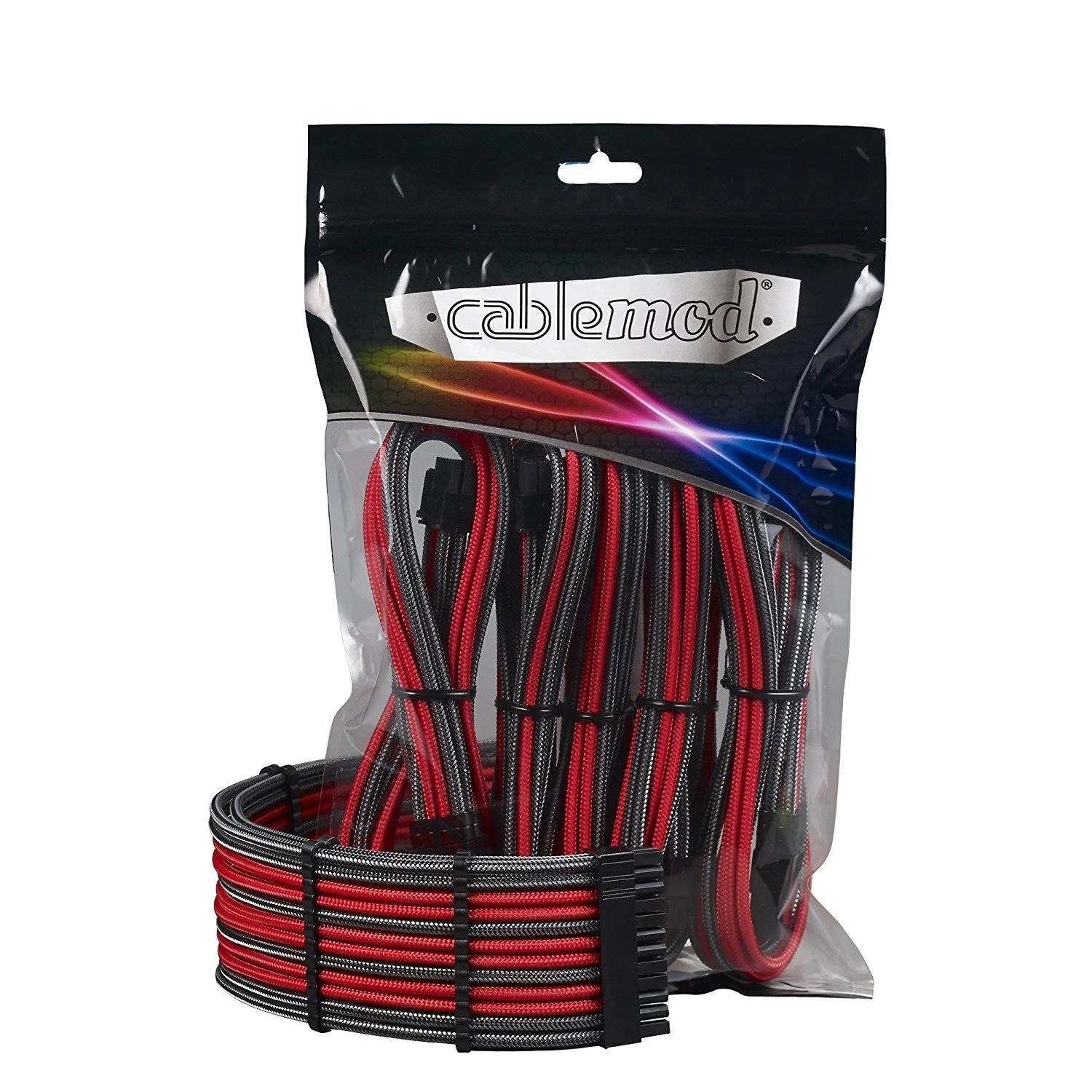 CableMod PRO ModMesh Cable Extension Kit – carbon/raudonos spalvos