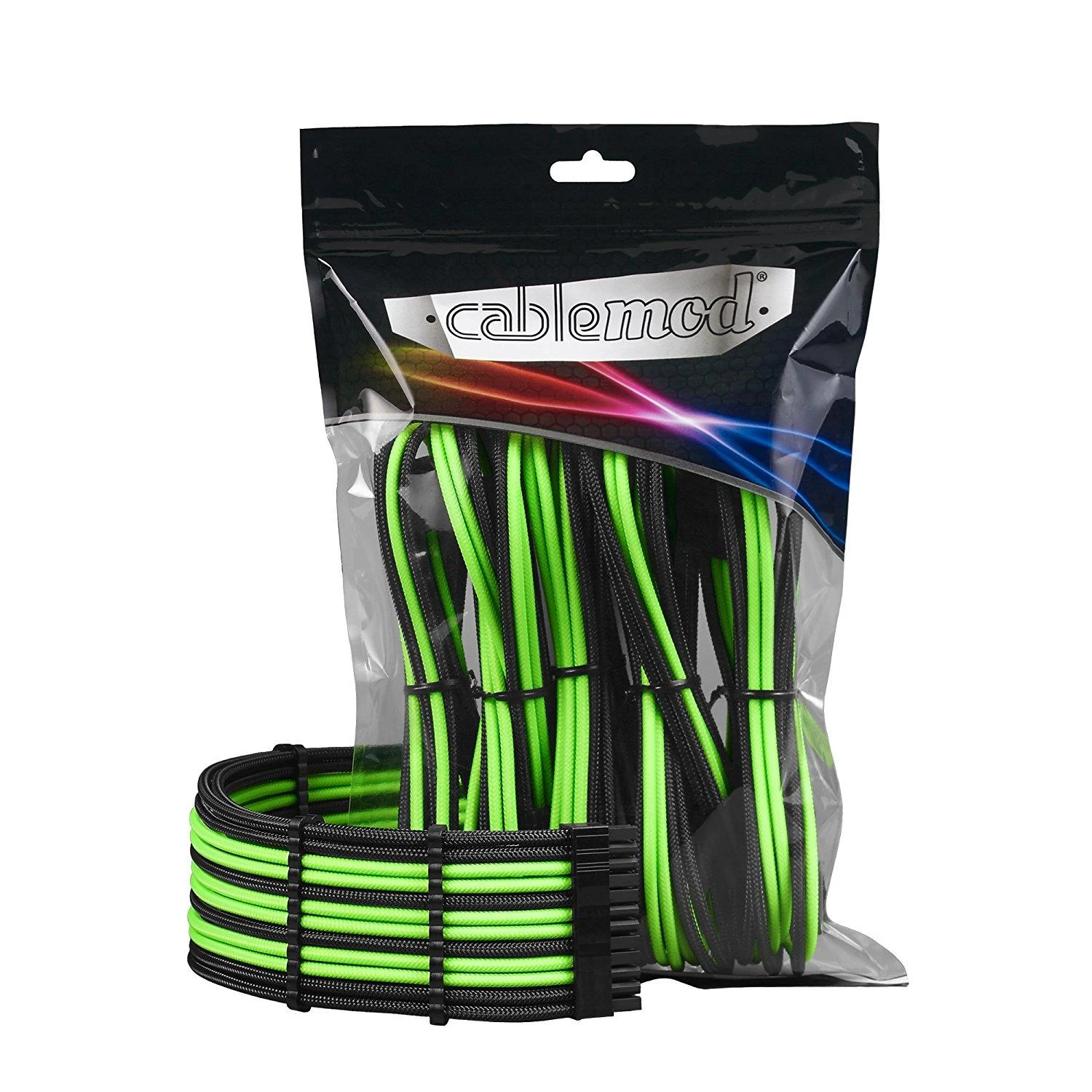 LG CableMod PRO ModMesh Cable Extension Kit – juodos spalvos/hellžalios spalvos