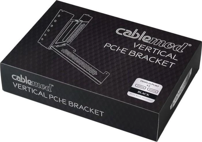 „CableMod“ vertikalus vaizdo plokštės laikiklis su PCIe x16 jungtimi, 2x DisplayPort – juodos spalvos