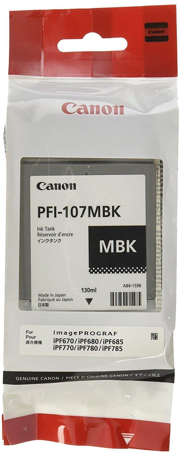 Rašalinė Canon PFI107MBK matte juodas | 130ml | iPF68X, 78X