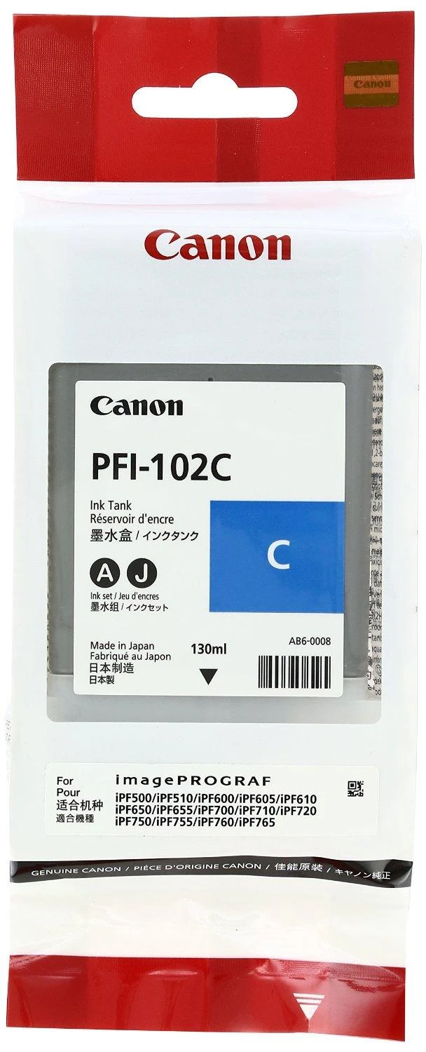 Rašalas Canon PFI102C cyan dye | 130ml |LP17/ LP24/ iPF500/ iPF6X0/iPF7X0