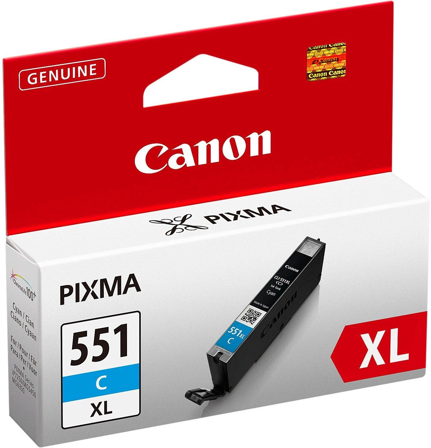 CANON 1LB CLI-551XLC rašalo kasetė žalsvai mėlyna didelės talpos 700 puslapių 1 pakuotė XL