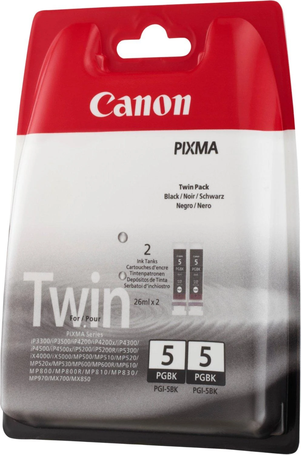 CANON PGI-5BK rašalo kasetė juoda standartinės talpos 2 pakuočių lizdinė plokštelė su signalizacija