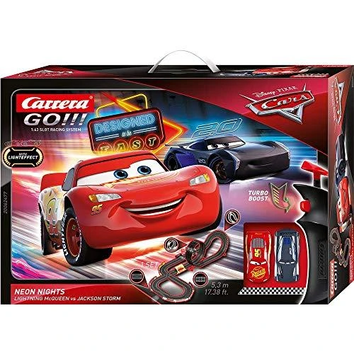 Milly Mally Carrera Go Cars – Neon Nights 5,3 m trasos rinkinys su nuotolinio valdymo automobiliukais