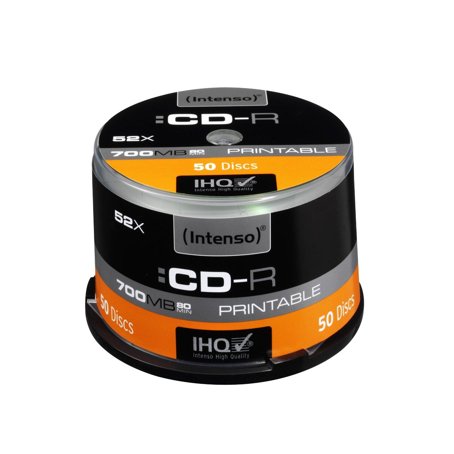 1x50 Intenso CD-R 80 / 700 MB 52x greitis, galima spausdinti, scr. res.