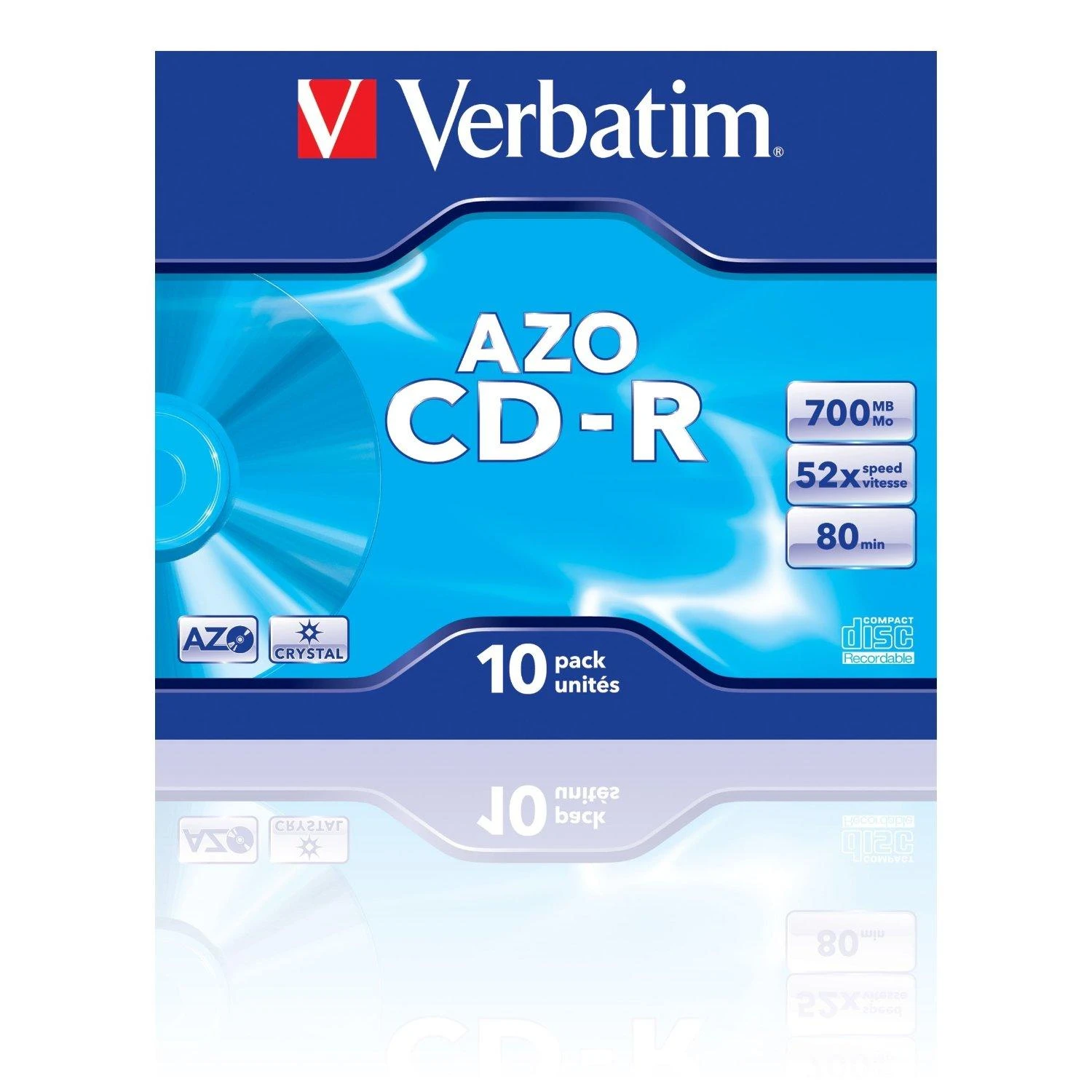 CD-R Verbatim [ brangakmenių dėklas 10 | 700 MB | 52x | Kristalas | DataLife+ AZO ]