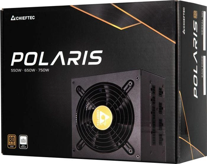 CHIEFTEC Polaris 650W sertifikuotas 80Plus GOLD pilnai modulinis ATX 12V 2.4 aktyvus CFP su LLC keitikliu, pusės tilto ir DC-DC
