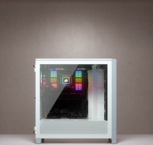 Korpusas Corsair iCUE 4000X RGB, tempered glass, baltas