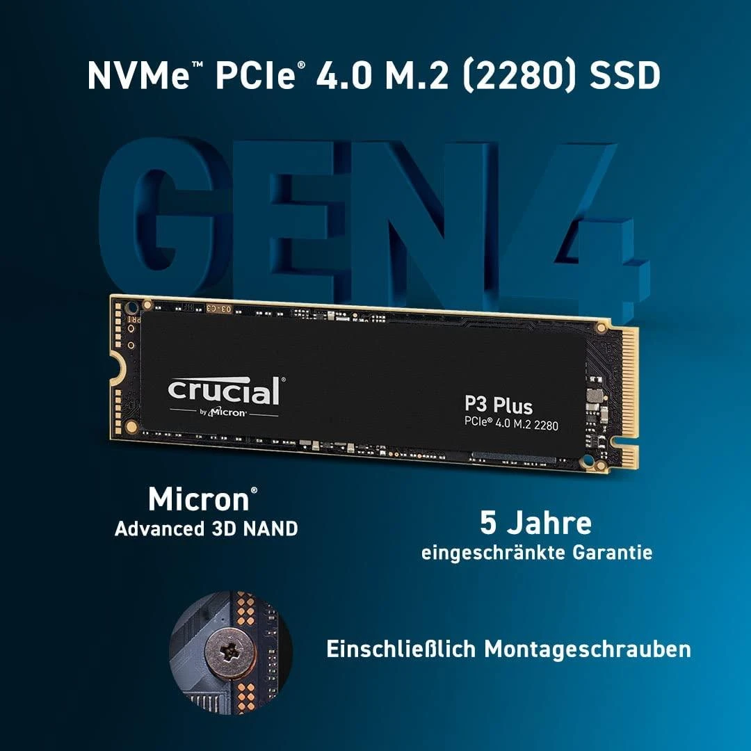„Crucial P3 Plus“ 500 GB 3D NAND NVMe PCIe M.2 SSD