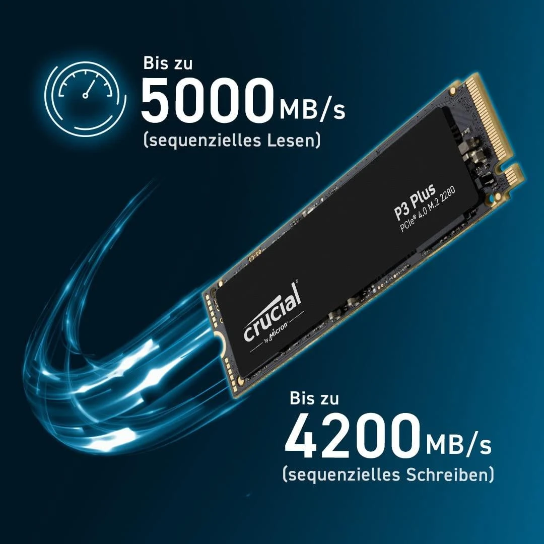 „Crucial P3 Plus“ 500 GB 3D NAND NVMe PCIe M.2 SSD