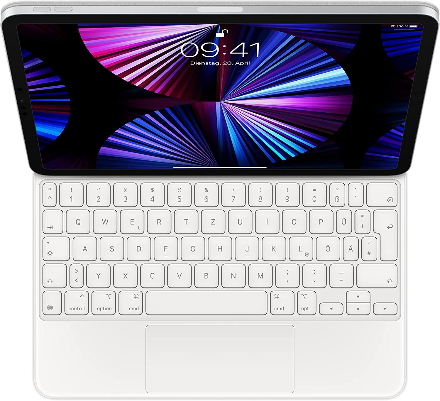 Apple Magic Keyboard, skirtas iPad Air 11 colių (2026) M4 / (2025) M3 / (2024) M2 / Air 5 (2022) / Air 4 (2020) / Pro 11 (2018/2020/2021/2022) – QWERTZ / DE – Balta