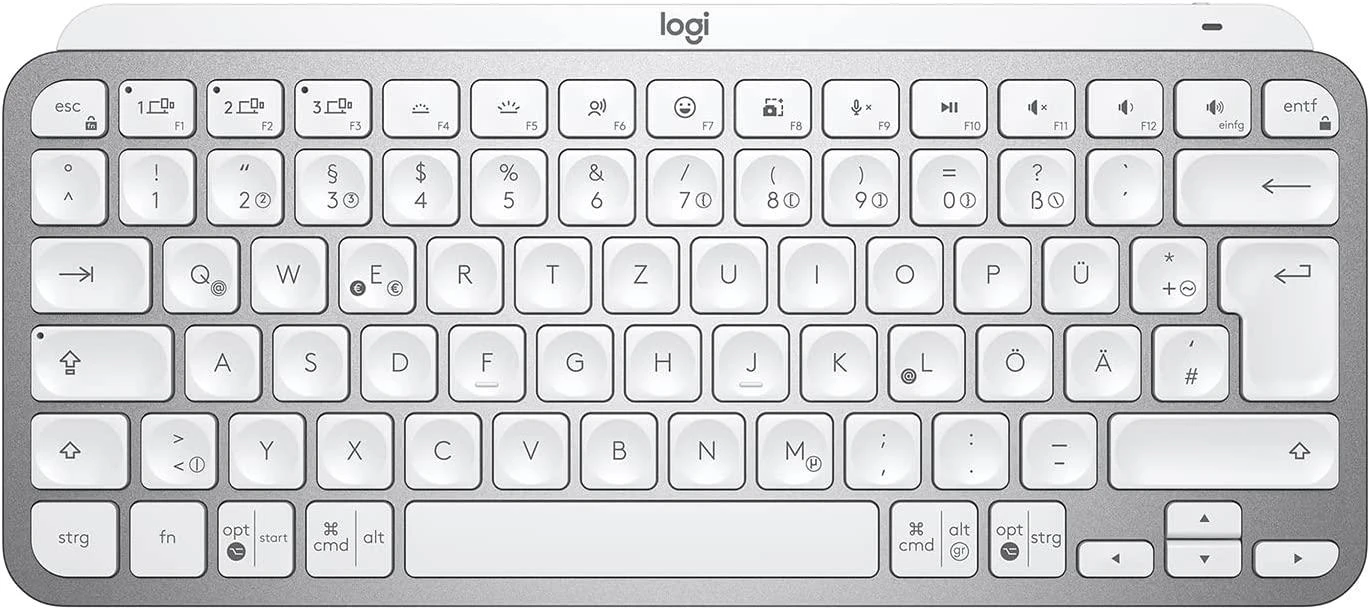 Minimalistinė Belaidė Klaviatūra su apašvietimu Logitech MX Keys Mini, Pilkos spalvos, Vokiečių (Qwertz) išdėstymas