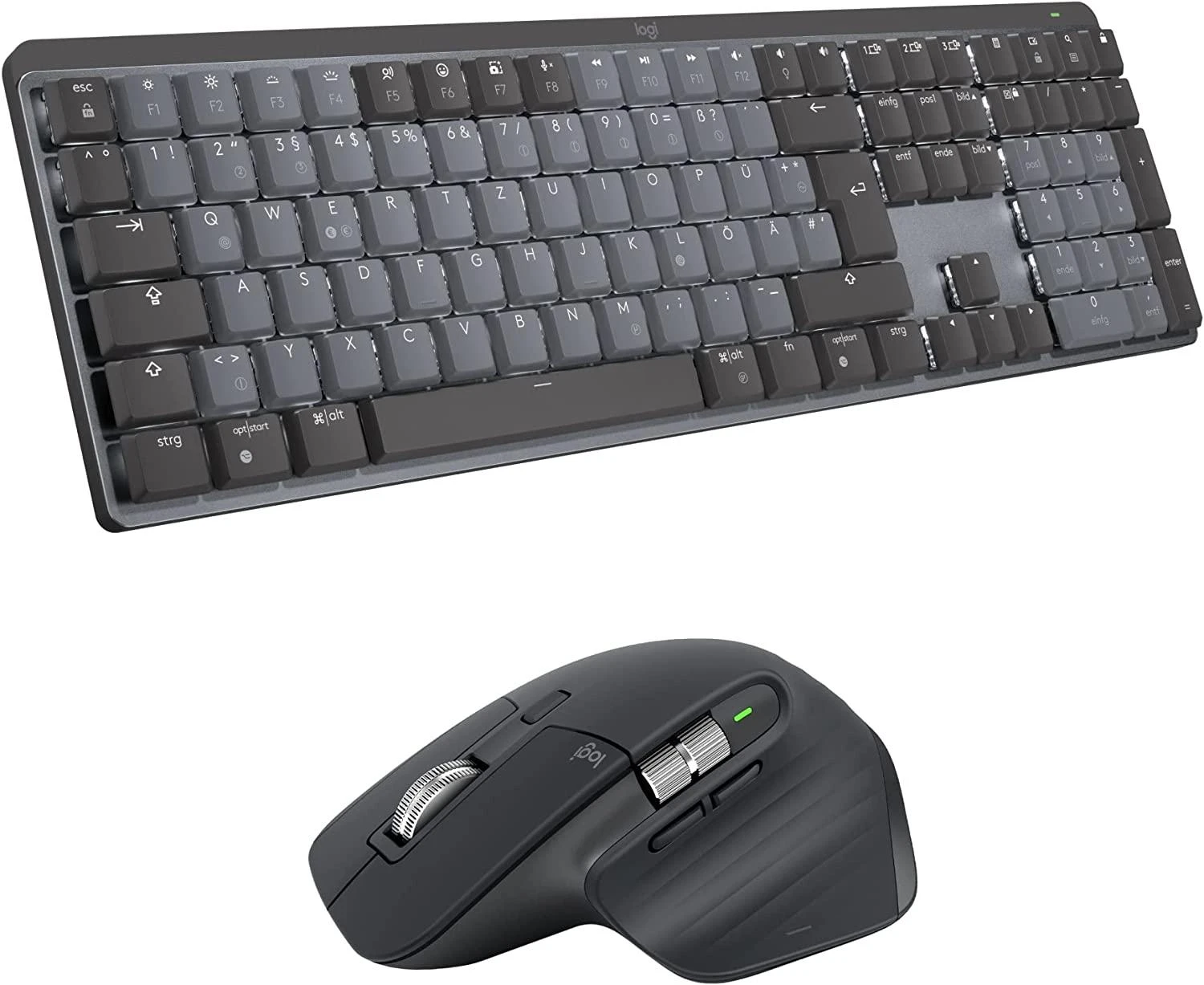 Belaidė klaviatūra Logitech MX MECHANICAL, išdėstymas: Vokiečių (Qwertz), "Linear", pilkos spalvos