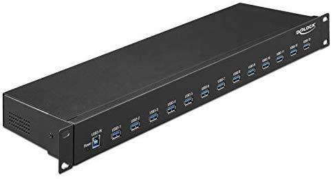 HUB USB 3.1 DELOCK 13-PORT AKTYWNY pramoninis 19" JUODA