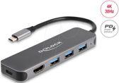 USB šakotuvas Delock 3P USB šakotuvas + 4K HDMI + USB-C + PD 85W - 64171