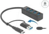 Delock 4 prievadų USB šakotuvas su hibridine jungtimi