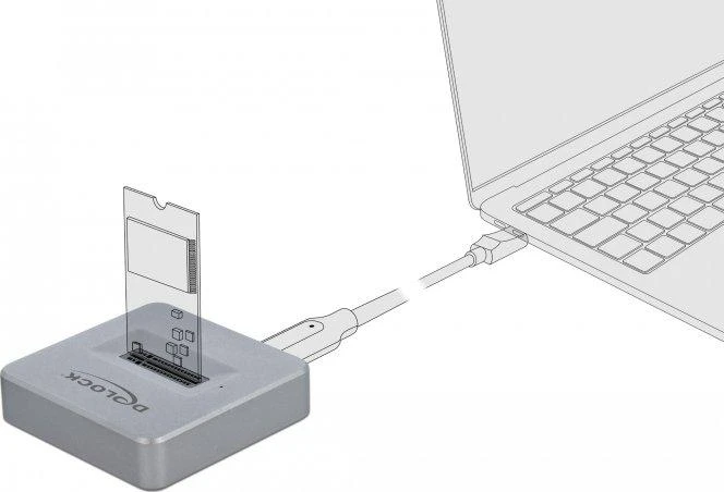 DELOCK M.2 prijungimo stotis, skirta M.2 NVMe PCIe SSD su USB Type-C lizdu