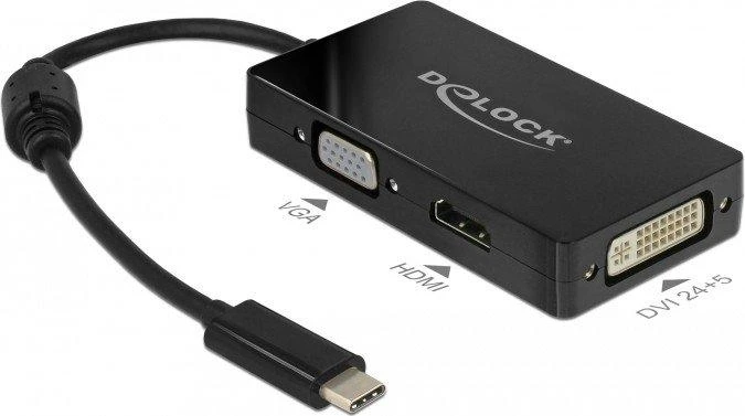 DELOCK Adapteris USB Type-C Stecker more VGA / HDMI / DVI Buchse juodas
