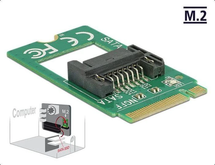 Delock Adapteris M.2 raktas B kištukas > SATA 7 kontaktas (62876)