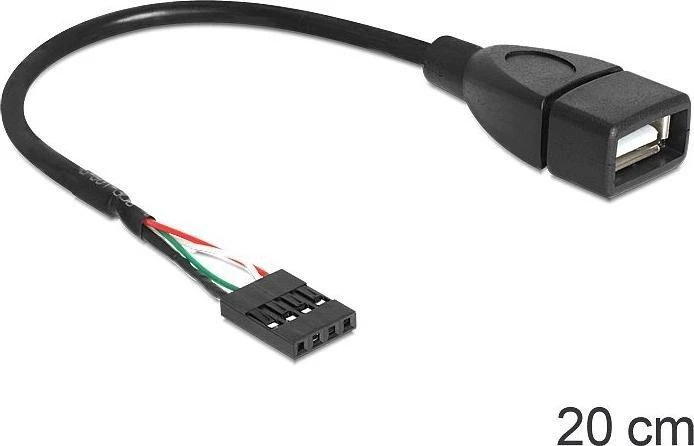 DELOCK A tipo USB 2.0 kabelio lizdas, skirtas kaiščių antraštei