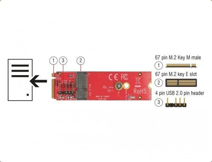 Kontrolierius Delock M.2 M- key - M.2 Raktas (63343)