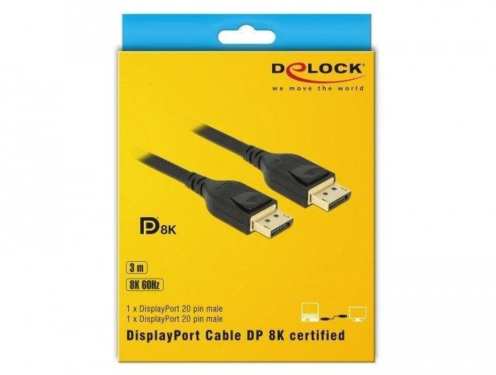DLC DELOCK DisplayPort kabelis 8K 60 Hz 3 m DP 8K sertifikuotas